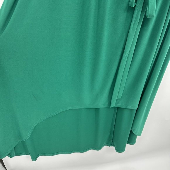 Catherines Size 3X Sleeveless Stretchy Hi Lo Hem Dress Green Silver Studs MIDI - Picture 11 of 12